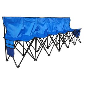 VEVOR Portable Folding Bench, 6 Seat Foldable Soccer Bench with Side Pockets and Carrying Bag