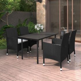 Garden Dining Set Black PE rattan Medium Durable