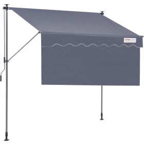 VEVOR Manual Retractable Awning, 118" Outdoor Retractable Patio Awning Sunshade Shelter