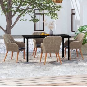 Garden Dining Set Brown and black Poly rattan Medium