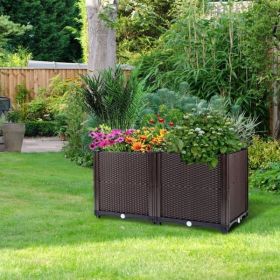 Raised Garden Bed Planter for Outdoor Plants Plastic Planters Box Elevated Garden Boxes Plant Pots of Garden Patio Balcony Deck to Planting Flowe