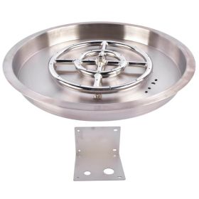 19-inch Recessed Fire Pit Pan Stainless Steel Fire Pit Burner Kit Round Indoor or Outdoor