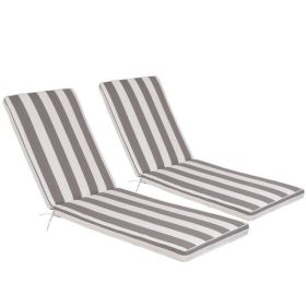 2PCS Set Outdoor Lounge Chair Cushion Replacement Patio Funiture Seat Cushion Chaise Lounge Cushion (Grey/White Striped) [Sale to Temu is Banned.