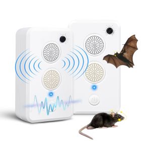 2Pcs Or 4Pcs Rechargeable Ultrasonic Bat Repellent Indoor Outdoor Bird Mouse Deterrent Device With 6 Adjustable Levels For Attic Porch House (Option: White-2Pcs)