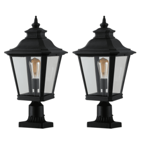 Outdoor Glass Pillar Headlights Support Many Types Of Bulbs-2 Packs Unavailable Platforms- Temu (Option: Black)