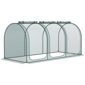 Outsunny 9' X 4' Crop Cage, Plant Protection Tent With Three Zippered Doors, Storage Bag And 6 Groun (Color: green)