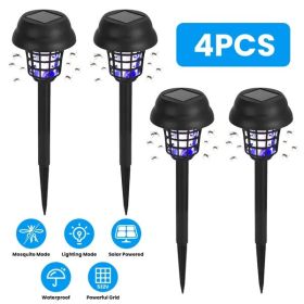 4 Pack Solar Powered Mosquito Zapper Outdoor Insect Killer Torch Waterproof Bug Zapper With UV Light White Light For Yard Garden Farm Patio (Color: Black)