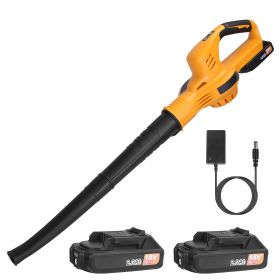 1Pc Cordless Leaf Blower Handheld Electric Battery Powered Air Blower Max 124MPH 300CFM With 2 Adjustable Speeds 2Pcs 18V 2000mA Battery And Char (Color: orange)