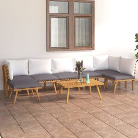 Garden Lounge Set Dark Grey, White (Color: Brown)