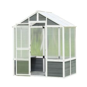 76x48x86Walk In Polycarbonate Greenhouse For Patio  Gardening (Option: Whitegray)